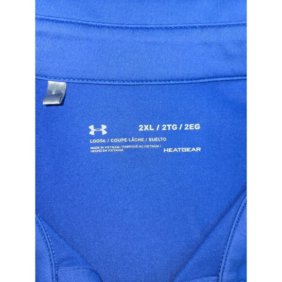 Under Armour Mens HeatGear Polo XXL Bluish-Purple Loose Fit Short Sleeve - Picture 5 of 7